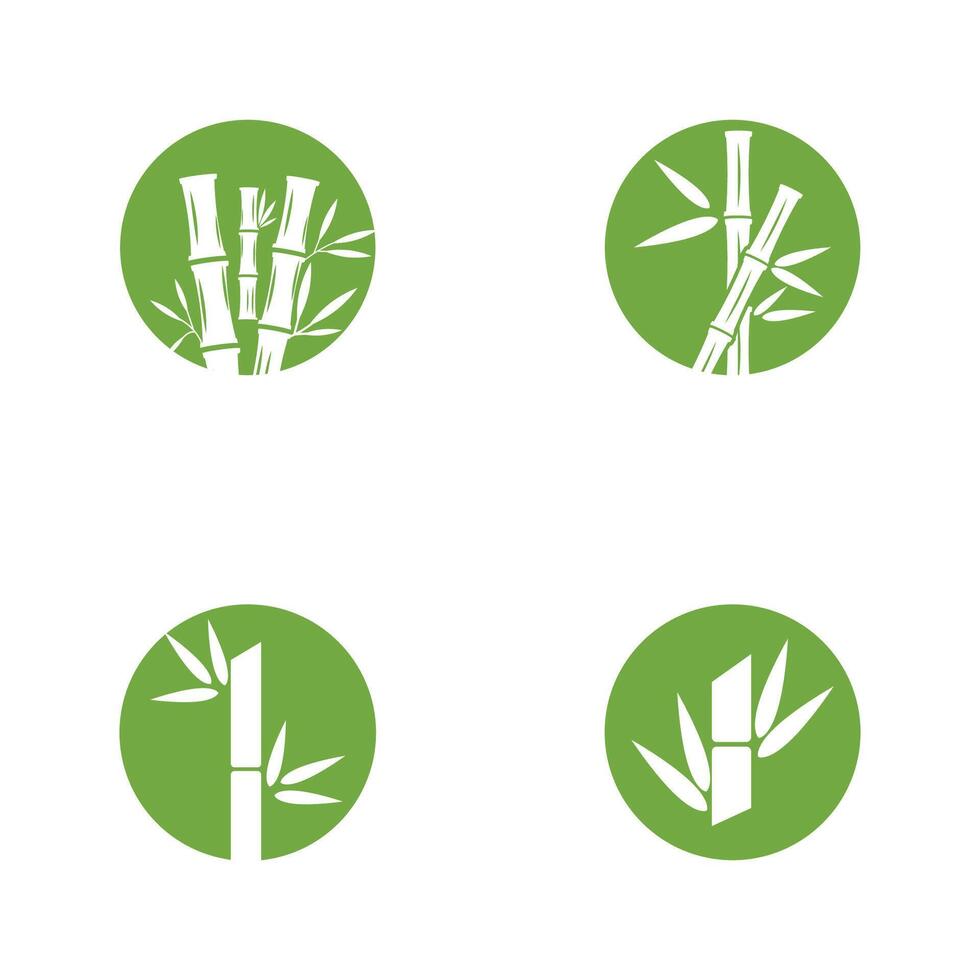 Bamboo logo with green leaf icon template vector