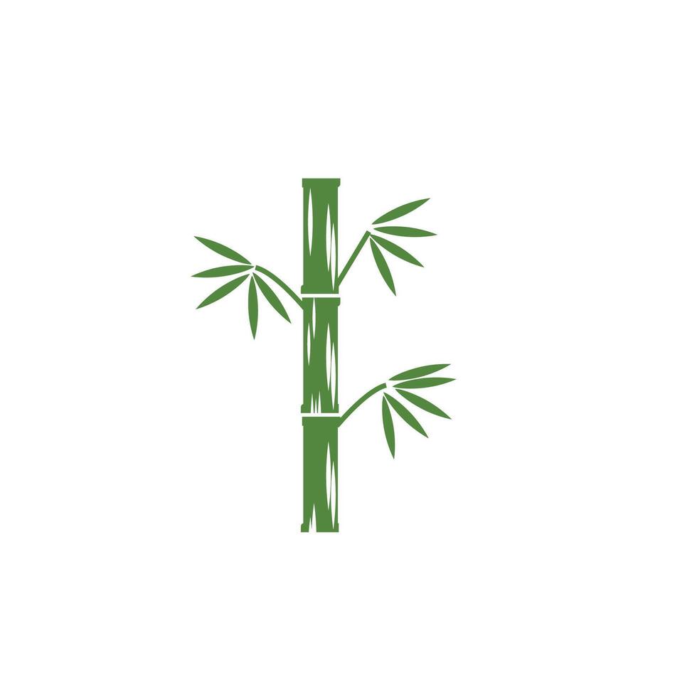 Bamboo logo with green leaf icon template vector