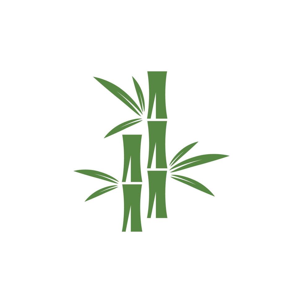 Bamboo logo with green leaf icon template vector