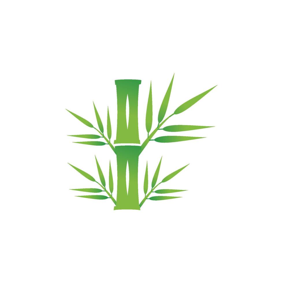 Bamboo logo with green leaf icon template vector