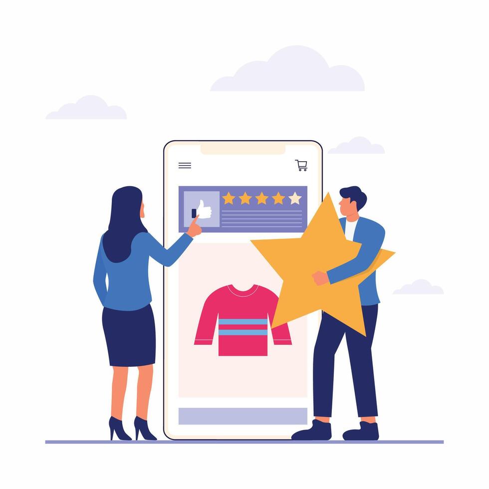 Consumer review for comment and rate a service or goods vector