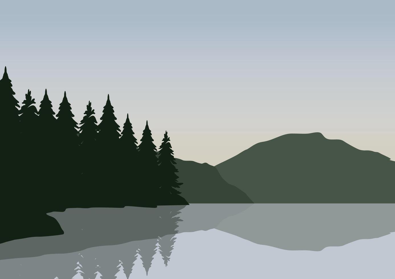 mountains landscape with lake. Illustration in flat style. vector