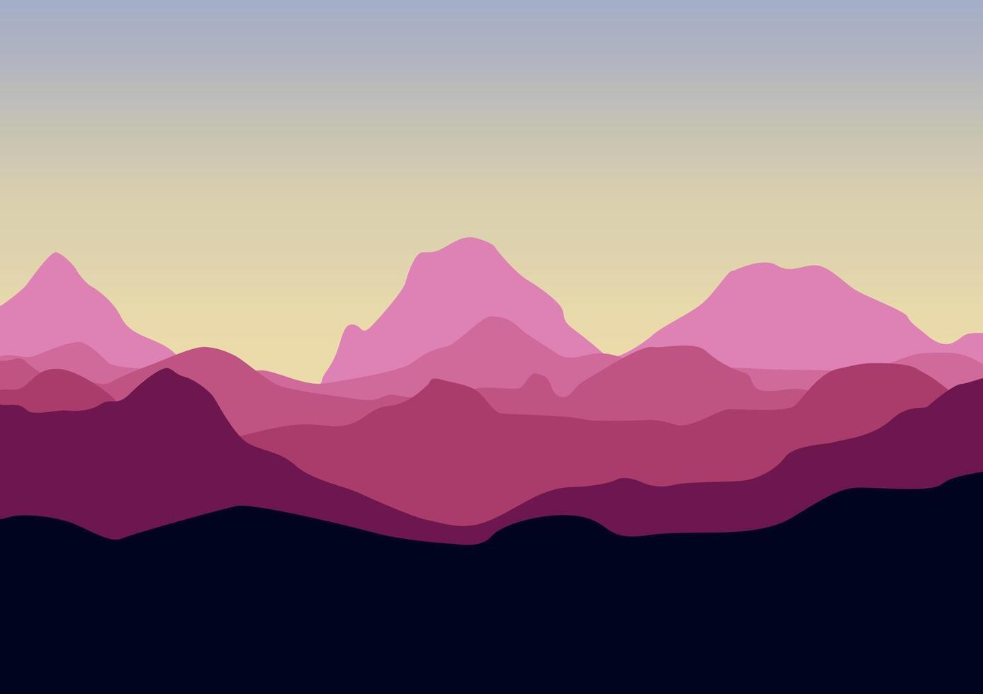 paisaje con montañas. ilustración en plano estilo. vector