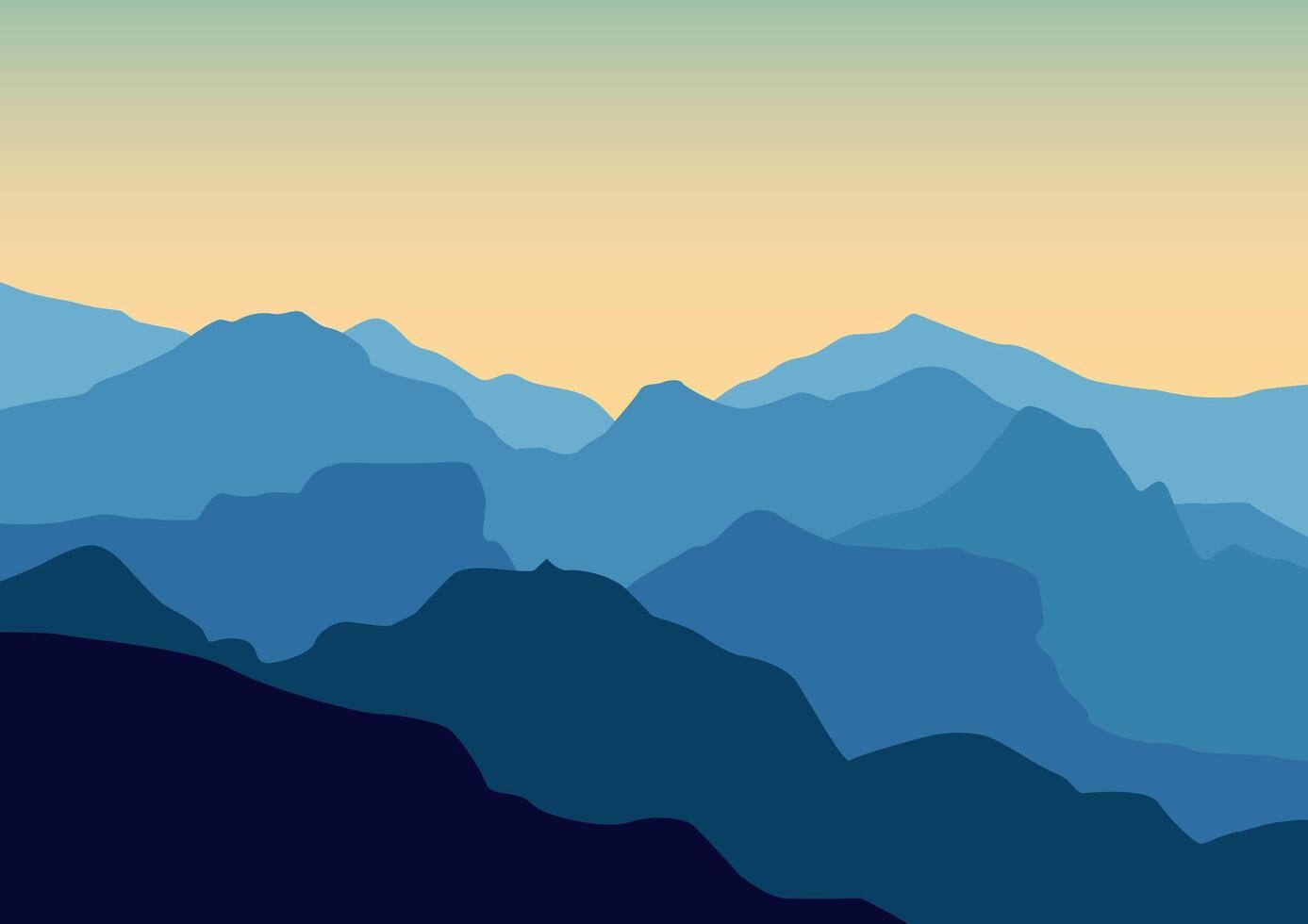 mountains landsape in sunset. Illustration in flat style. vector