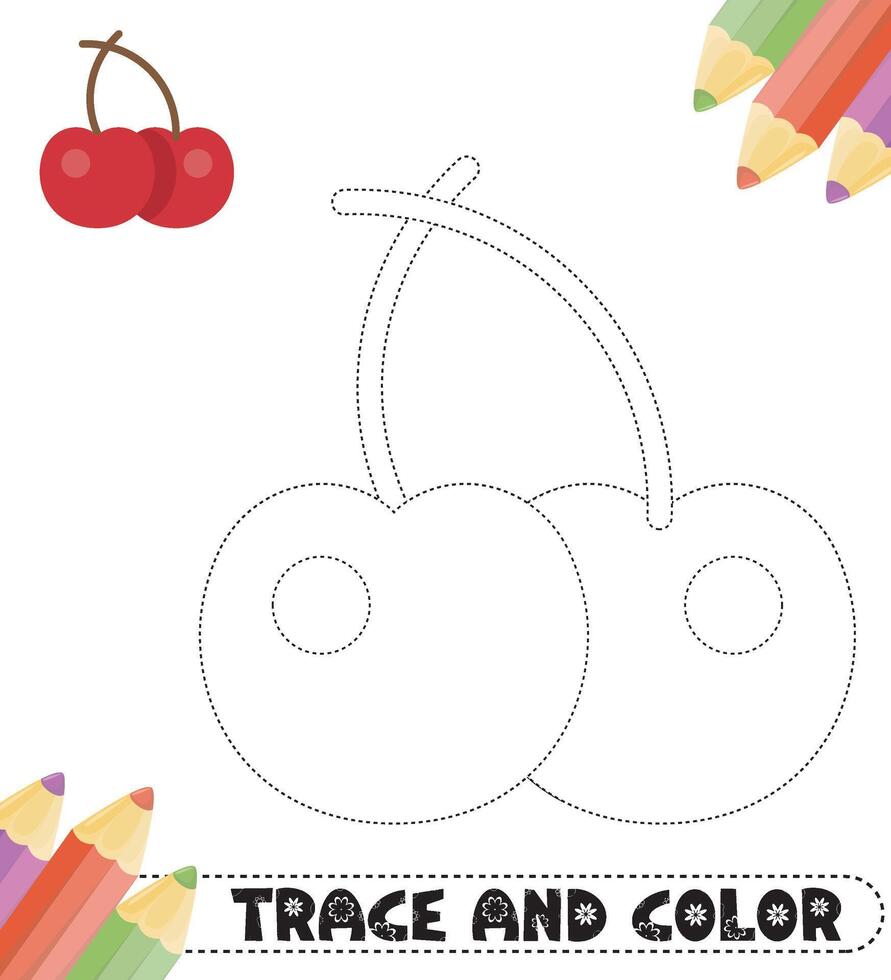Children's Trace and Color from Fruits vector
