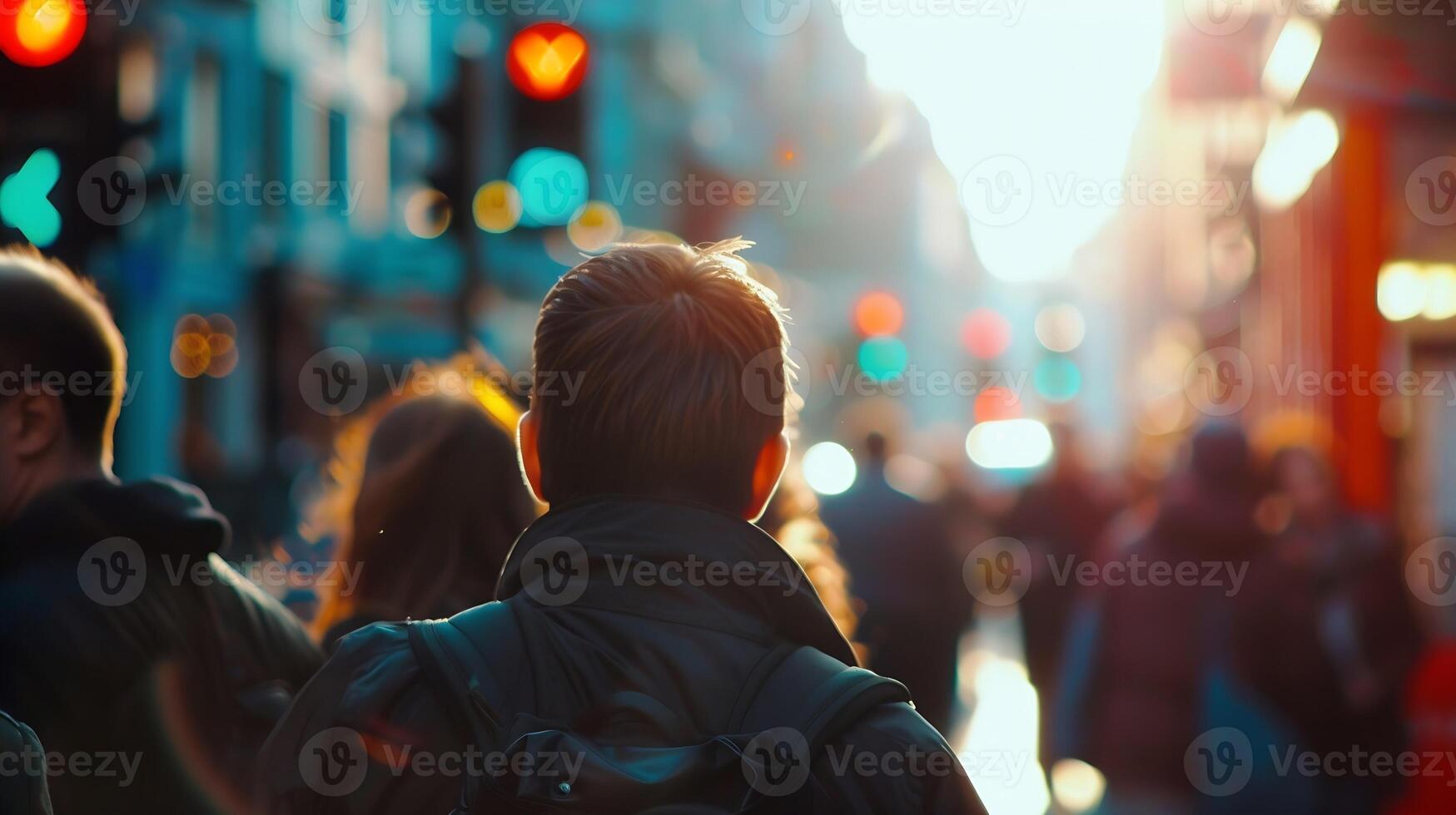 people in bokeh street of London, photo