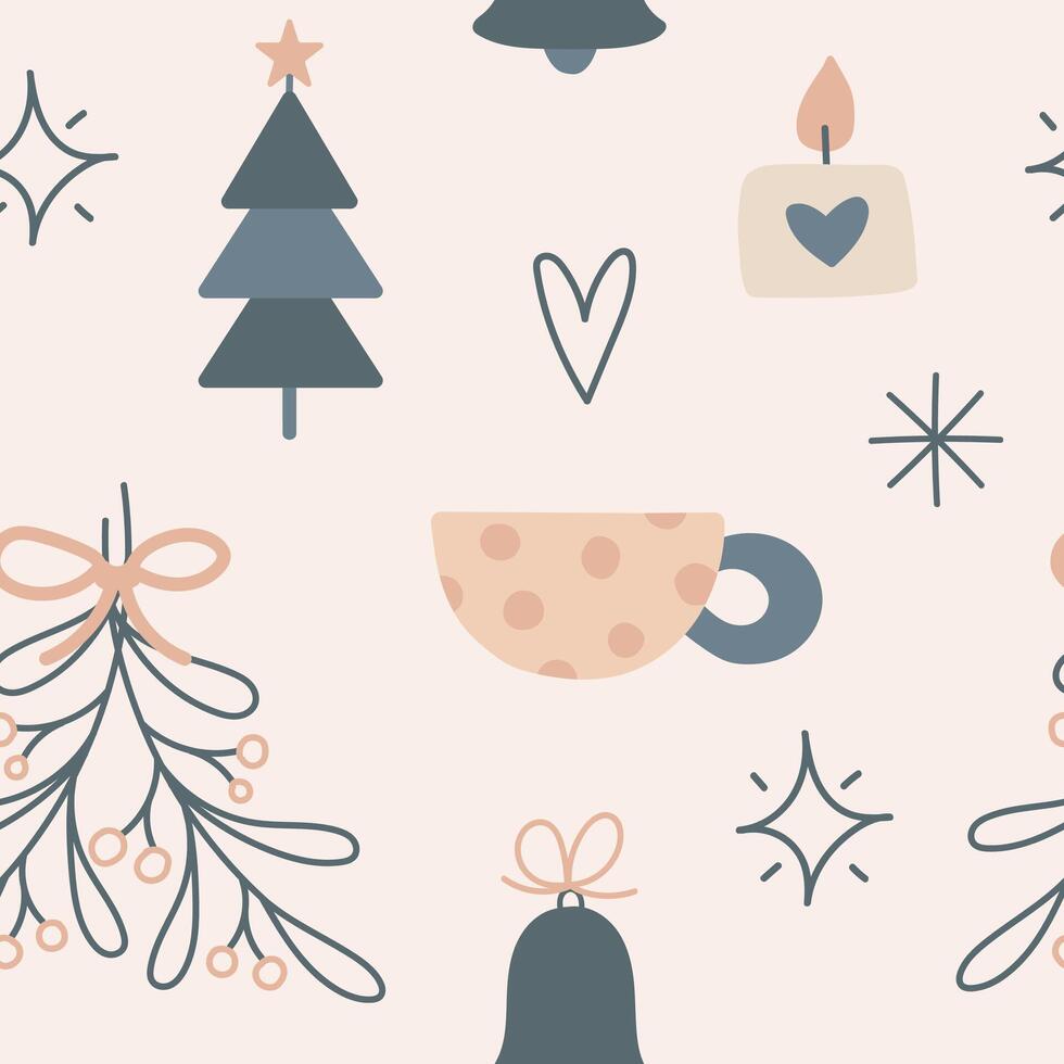 Cozy Winter - Christmas Seamless Pattern - Digital Paper - Illustration - Cute Elements Textile Design vector