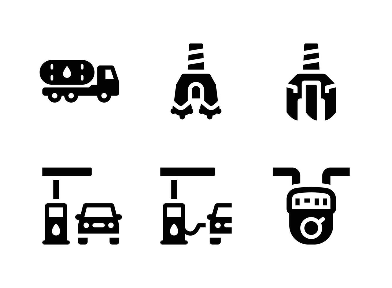 sencillo conjunto de petróleo y gas sólido íconos vector