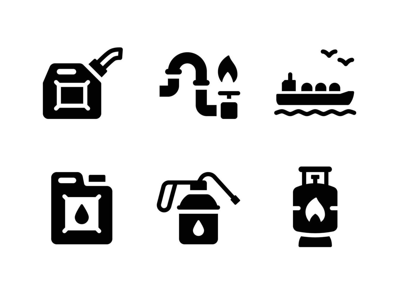 sencillo conjunto de petróleo y gas sólido íconos vector