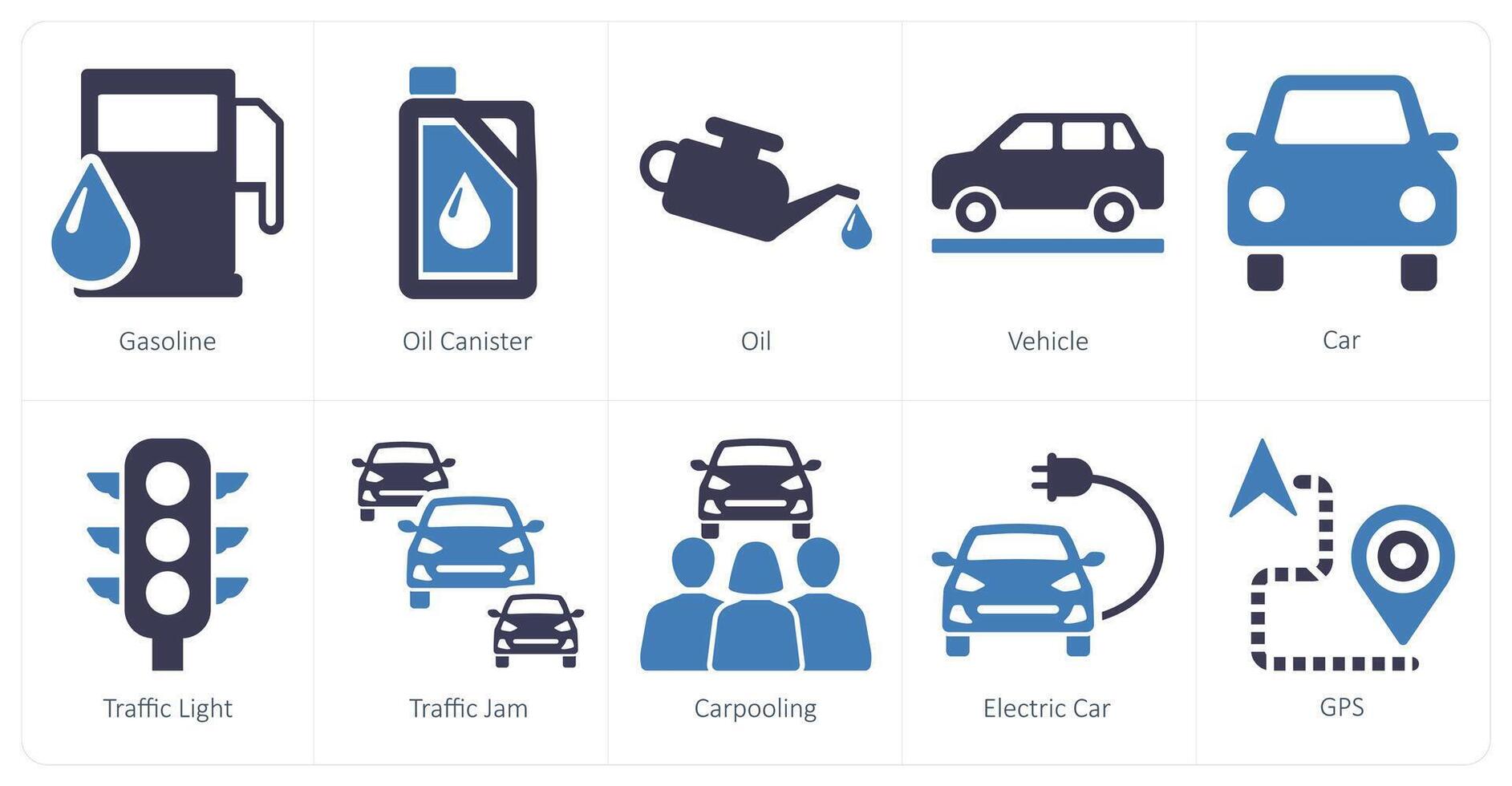 un conjunto de 10 coche íconos como gasolina, petróleo frasco, petróleo vector