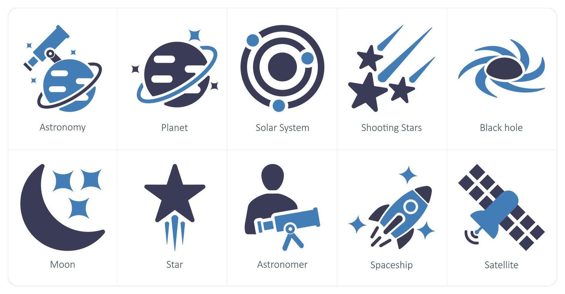A set of 10 astronomy icons as astronomy, planet, solar system vector