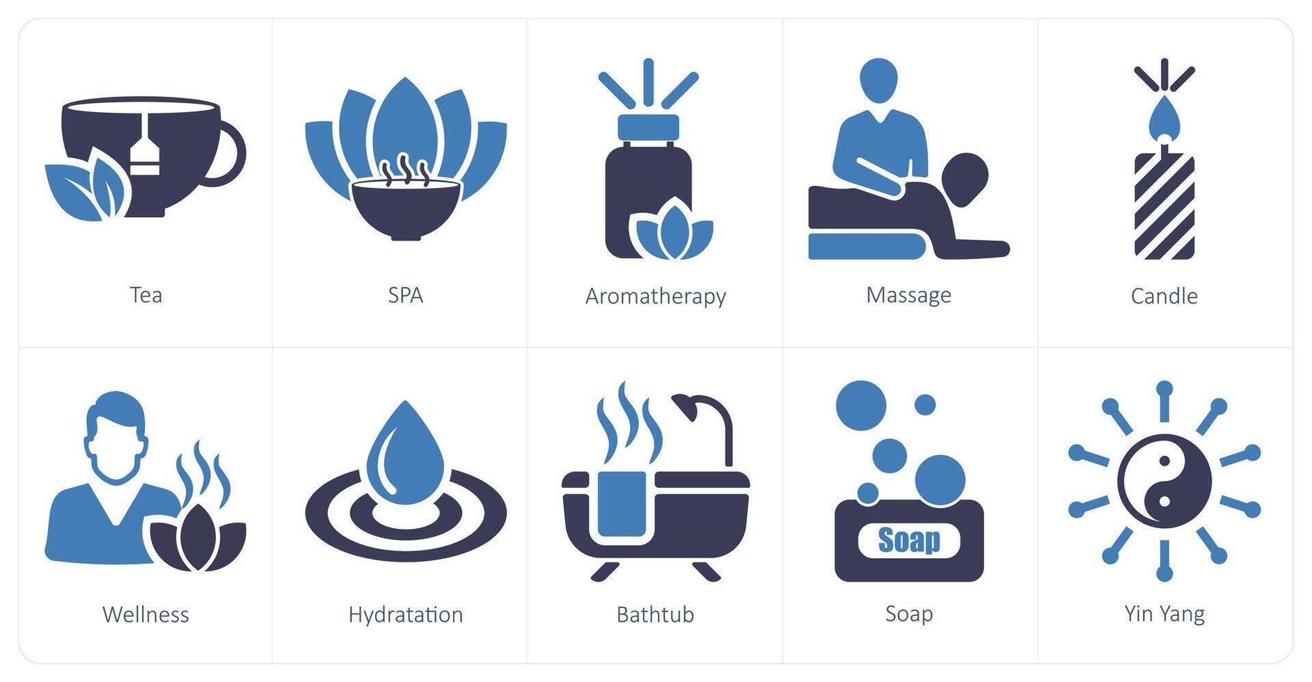 A set of 10 beauty and spa icons as tea, spa, aromatherapy vector