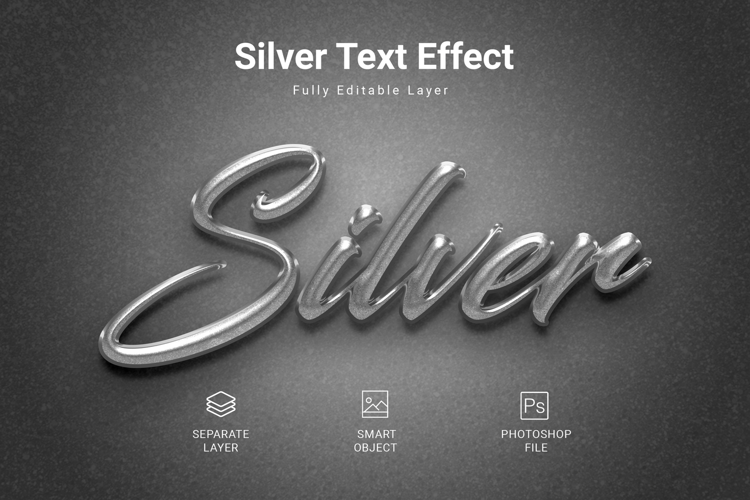 Silver Text Style Effect Mockup Template psd