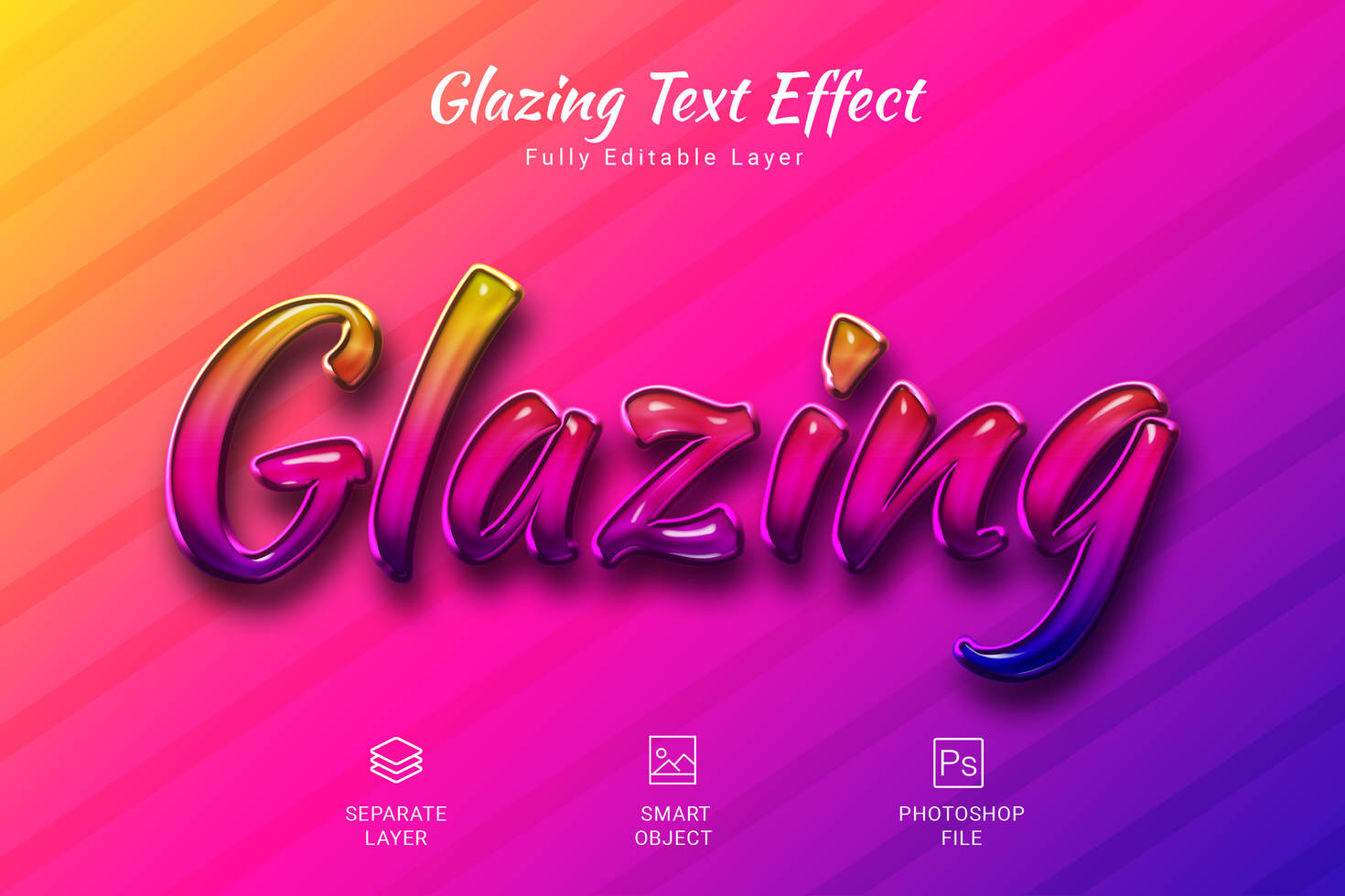 Glazing Text Style Effect Mockup Template psd