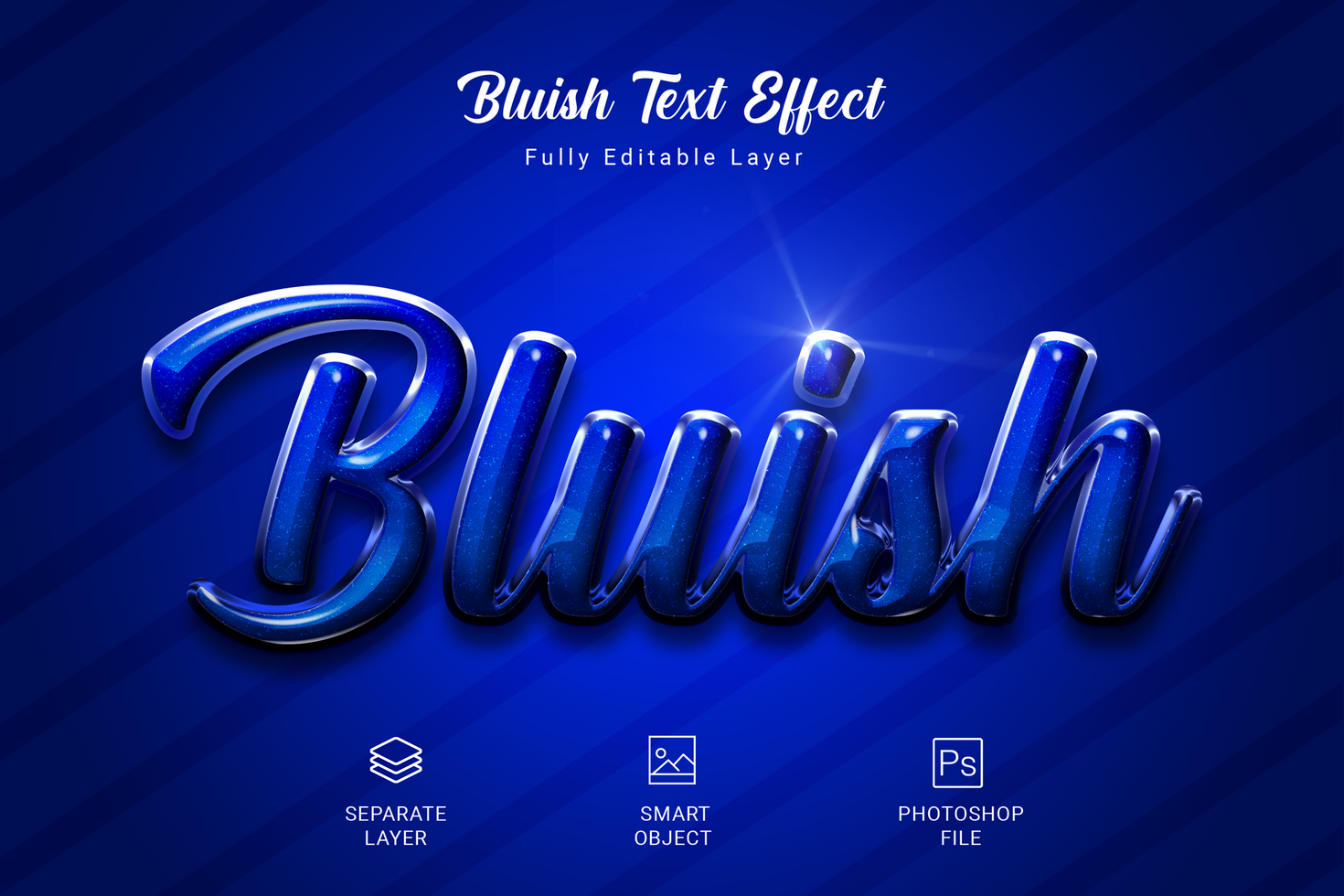 Bluish Text Style Effect Mockup Template psd