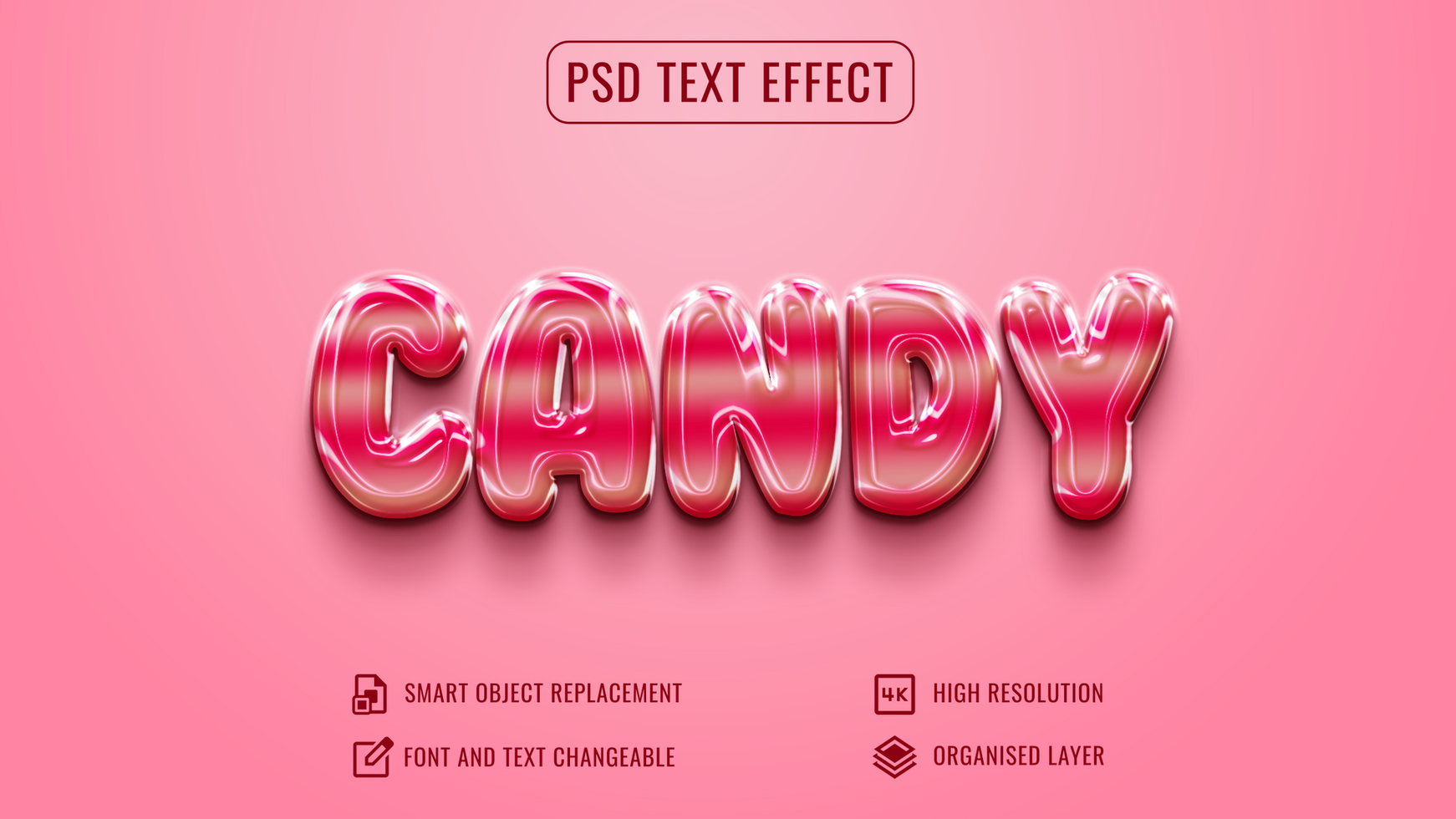 candy text effect with a pink background psd