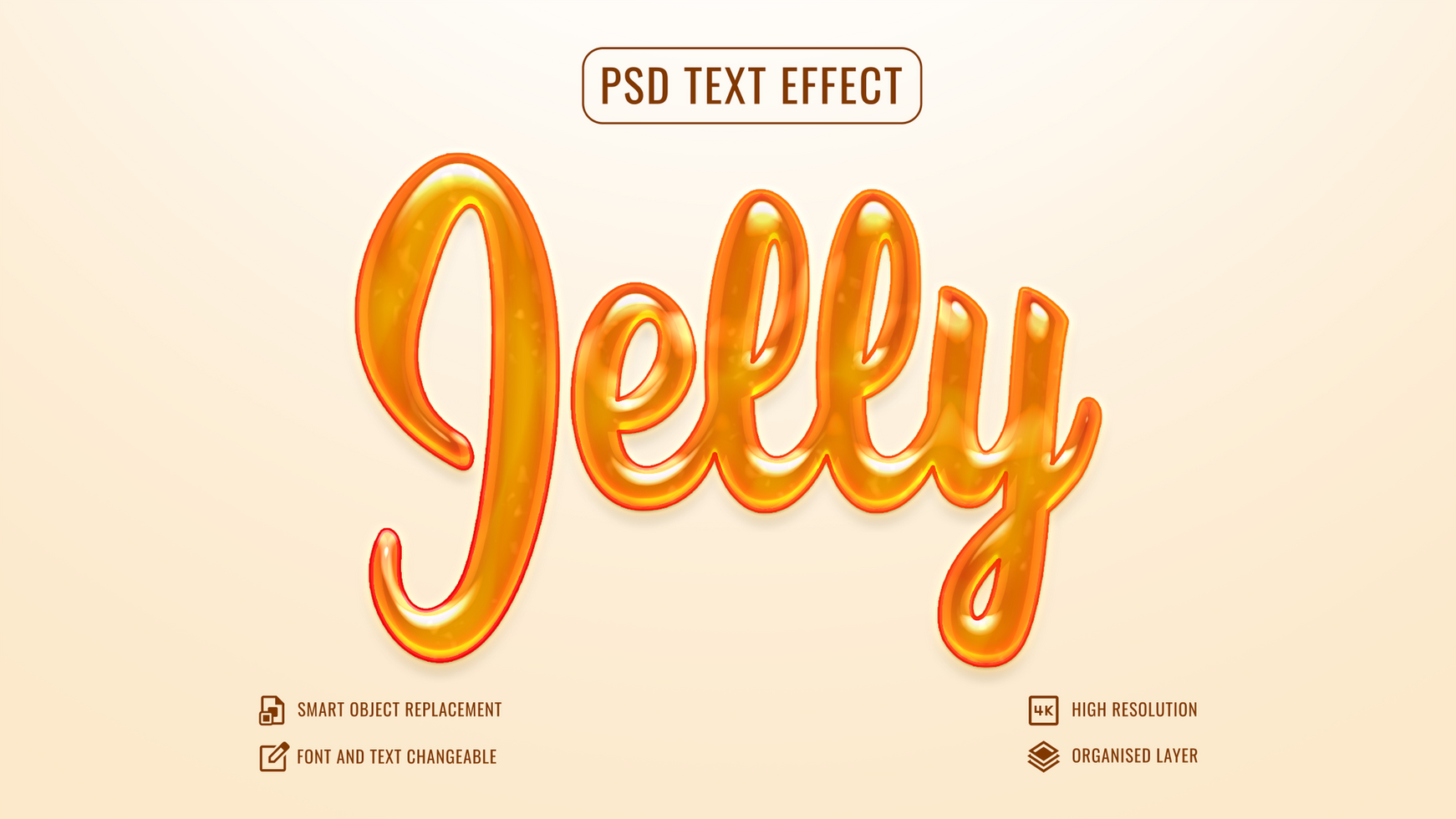 jelly text effect with a golden color psd