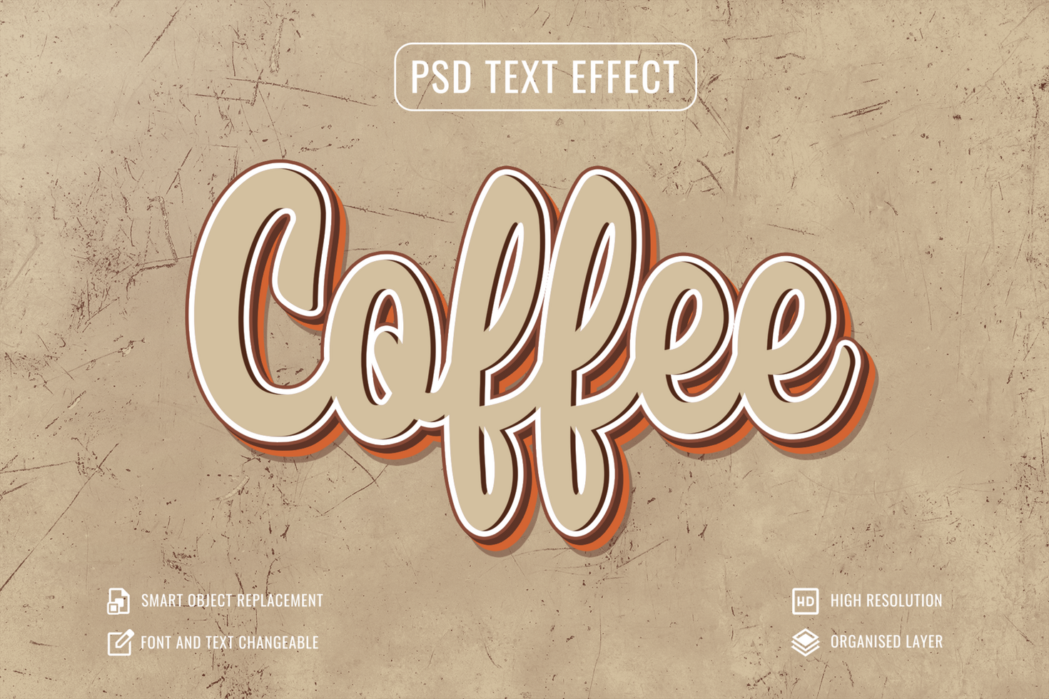 coffee text effect on a grunge background psd