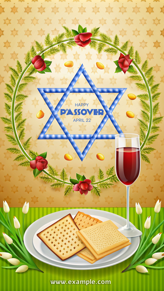 A close up of a plate of food with a wine glass and a star of David psd