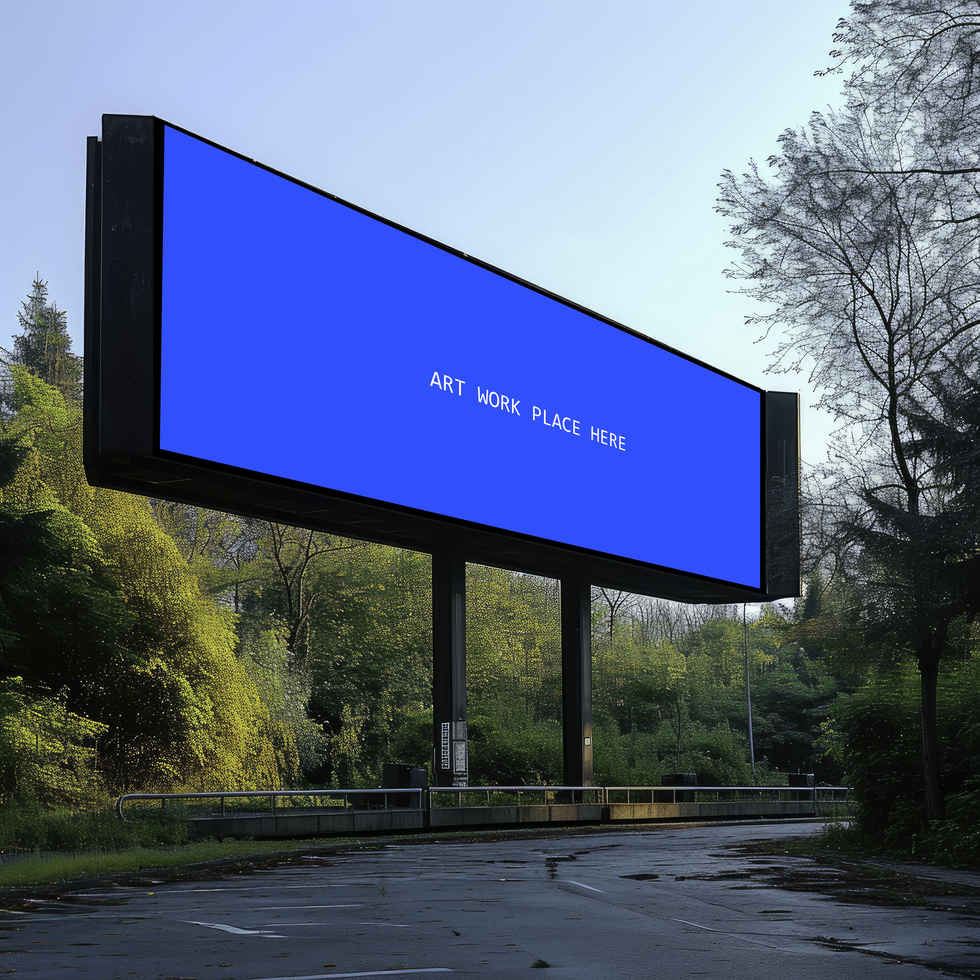 billboard on a road with jungle psd