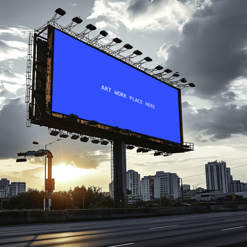 Plakatwand auf das Seite von ein Autobahn psd