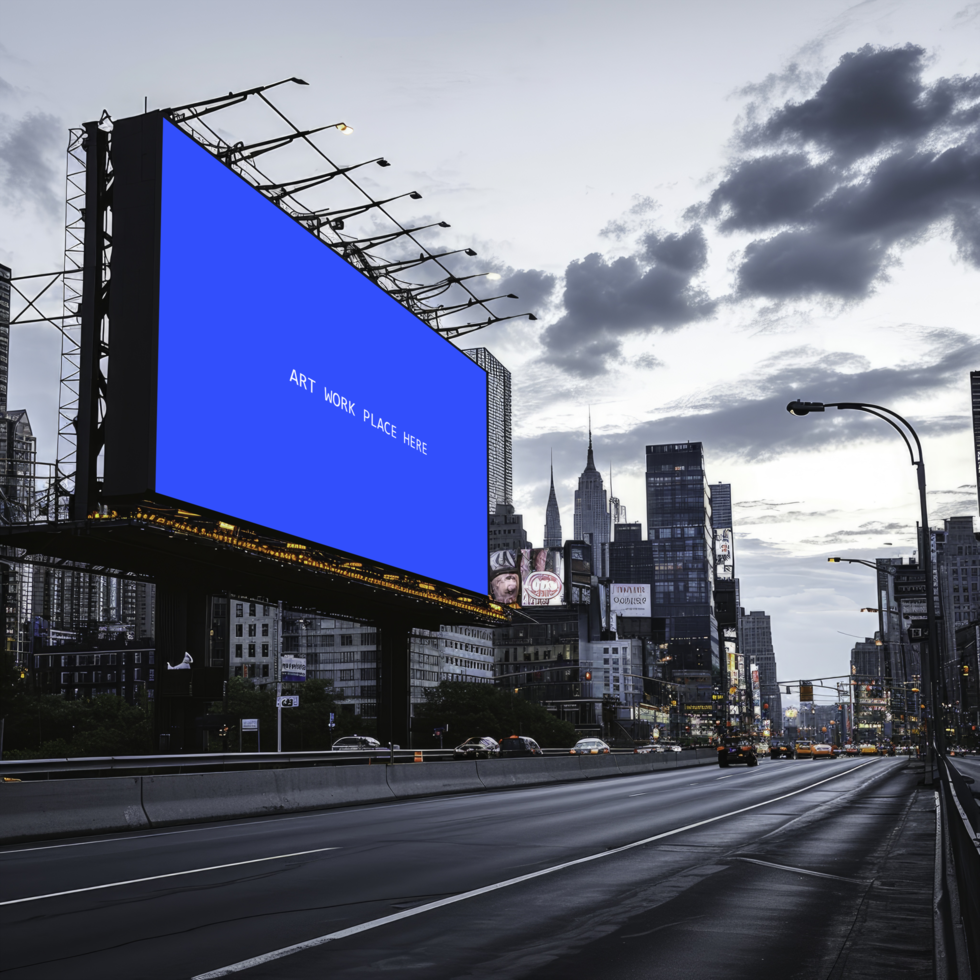 billboard on the side of a city street psd