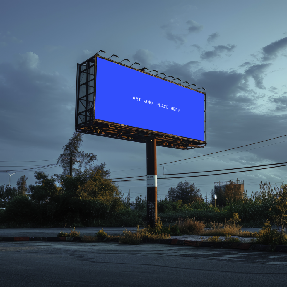 billboard sits on the side of the road psd