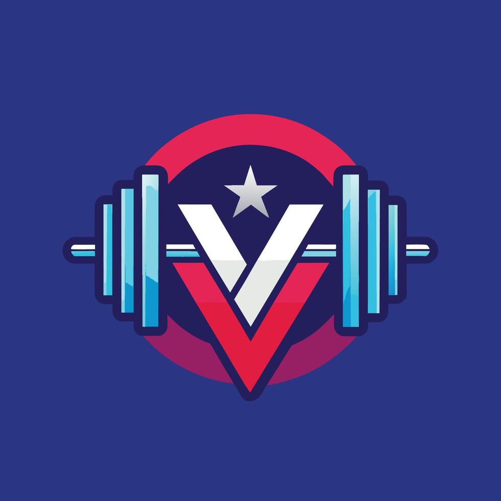 A barbell with a star on top, minimalist digital illustration, A digital illustration showcasing the minimalist aesthetic of a gym logo vector