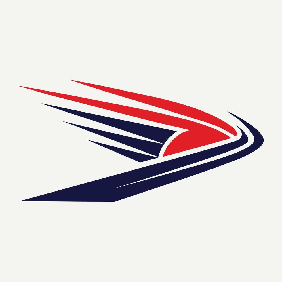 Logo with red, white, and blue colors displayed on a white background, A minimalist design that captures the speed of a track and field team vector