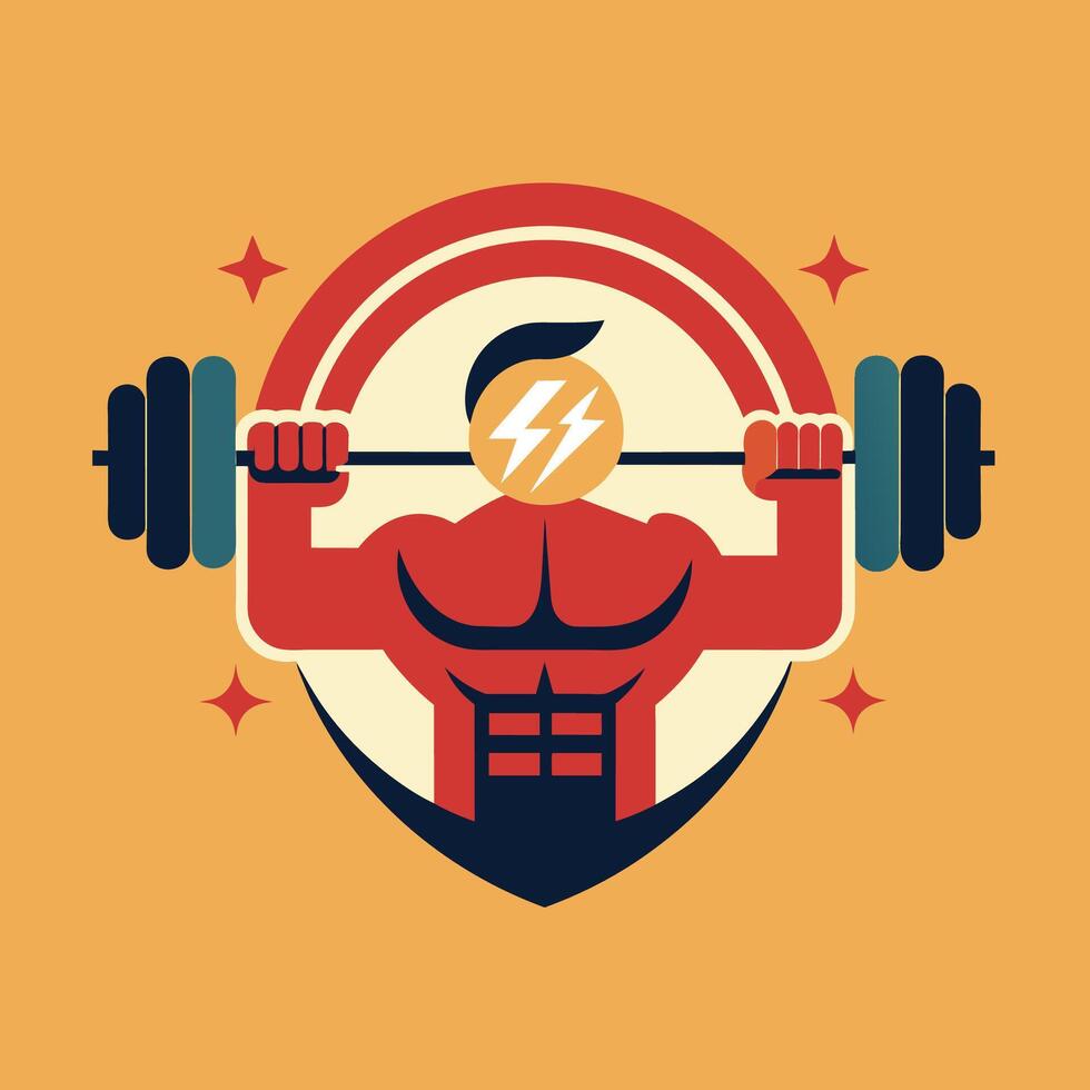 A man holds a barbell in his hands, showcasing strength and determination, A minimalist artwork inspired by the energy and motivation found in a gym vector