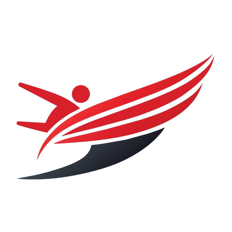 A red and black logo featuring a person in motion, A minimalist design that captures the speed of a track and field team vector