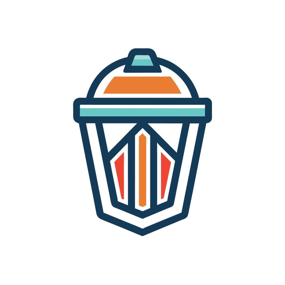 A geometric logo representing a street light, symbolizing the work of a community cleanup crew, A geometric logo for a community cleanup crew featuring a trash can outline vector