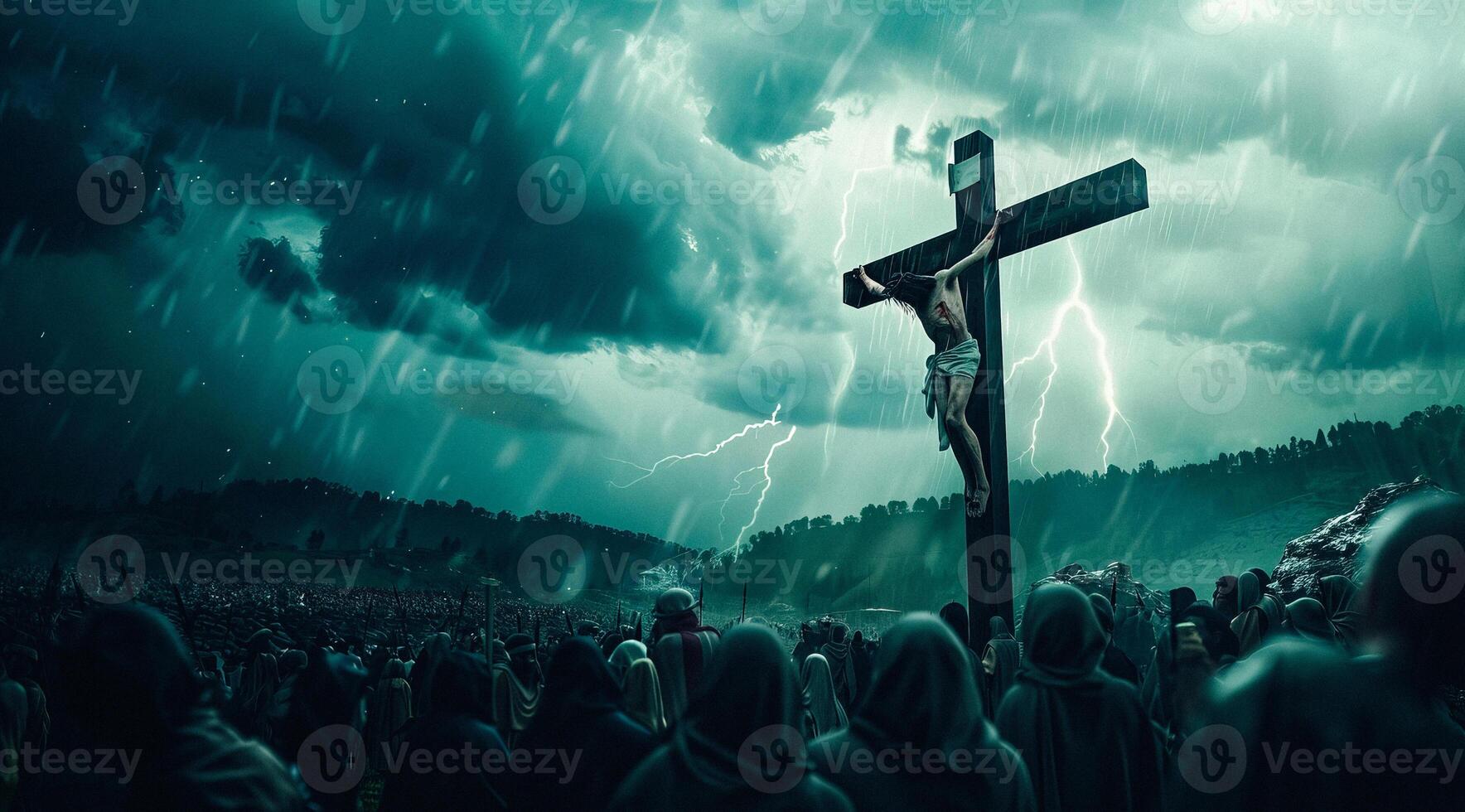 A bible scene of Jesus Christ crucifixion photo