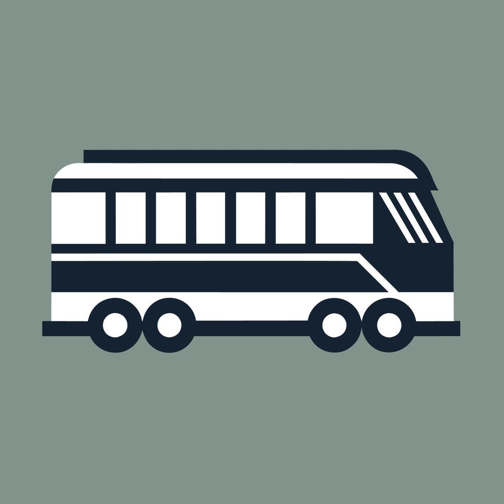 A black and white bus stands out against a vibrant green background, A minimalist interpretation of a bus or train in logo form vector
