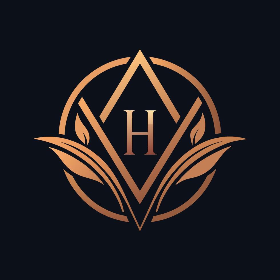 The sleek H logo for a high-end makeup brand stands out against a black backdrop, A minimalist logo for a high-end makeup brand with a sophisticated monogram design vector