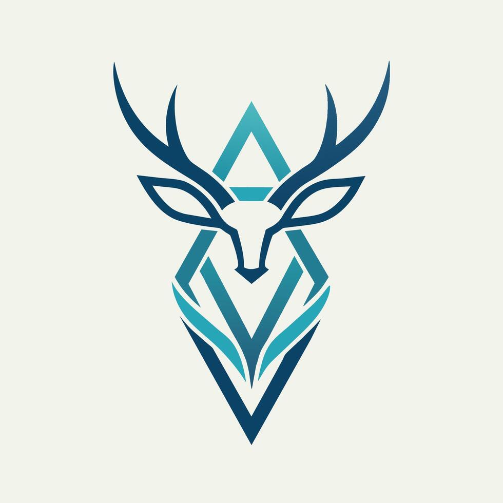 Deer head with geometric shapes on it, abstract lines and curves create a minimalist design, Abstract lines and curves forming a minimalist deer symbol vector