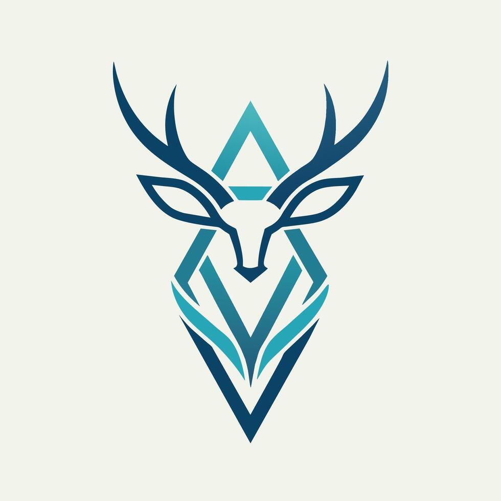 Deer head with geometric shapes on it, abstract lines and curves create a minimalist design, Abstract lines and curves forming a minimalist deer symbol vector