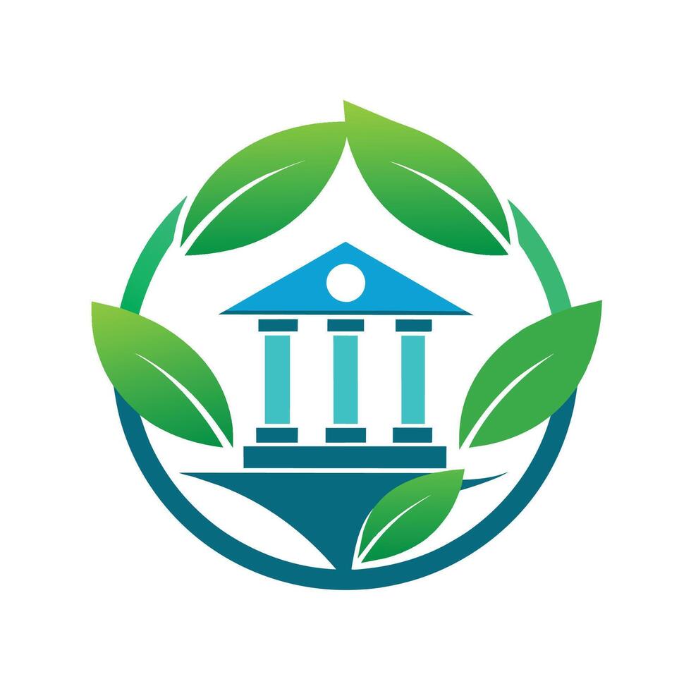 A green house topped with leaves, blending nature and architecture, A clean and minimalist design with a passport and airplane icon vector