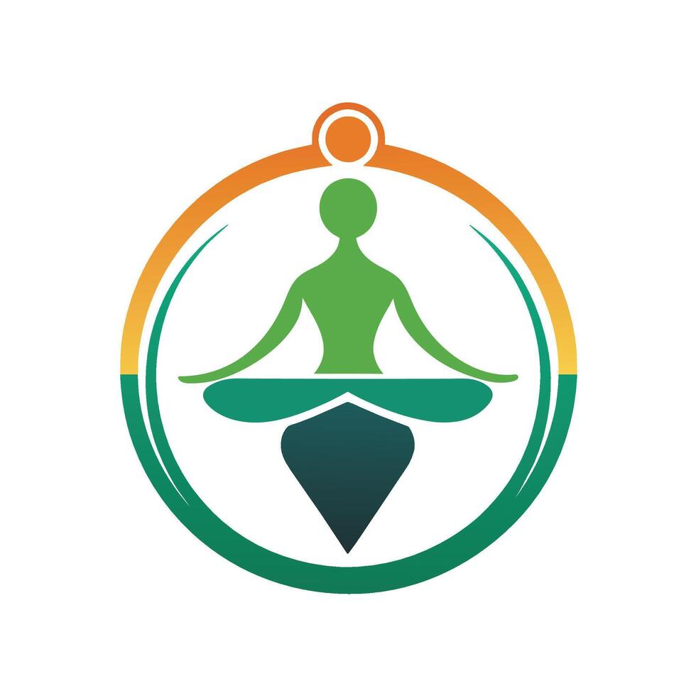 A person sitting in lotus position on a white background, A minimalist logo that embodies the balance and harmony of mind and body in a gym setting vector