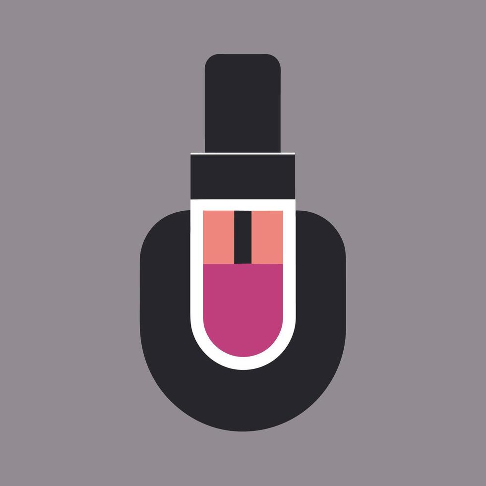 A bottle containing a pink substance, A design using negative space to create a subtle image of a nail polish bottle vector