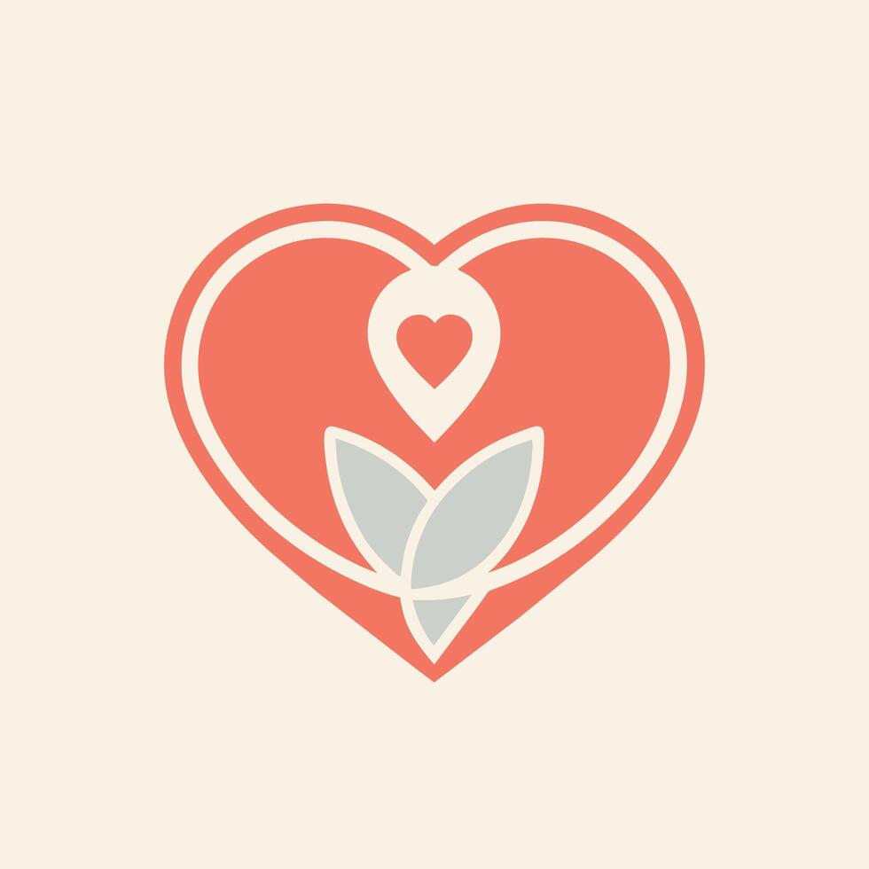 Heart shape enclosing a delicate flower symbolizing self care and love, A clean logo of a heart to represent self-care and self-love vector