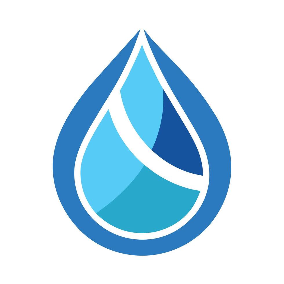 Close-up of a blue water drop isolated on a plain white surface, A minimalist logo of a water droplet, minimalist simple modern logo design vector