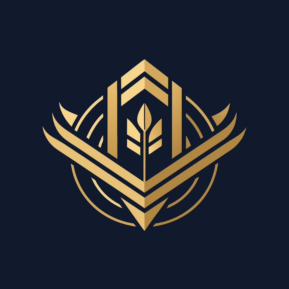 Sleek minimalist logo design in gold and black against a dark backdrop, Create a minimalist logo inspired by a sleek leather handbag vector