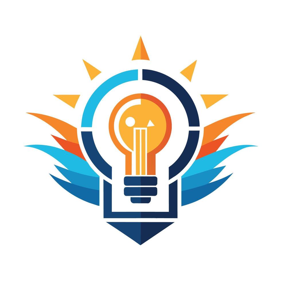 A light bulb with a fiery flame shooting out from its center, symbolizing innovation and creativity, An abstract design representing innovation and creativity in the tech industry vector