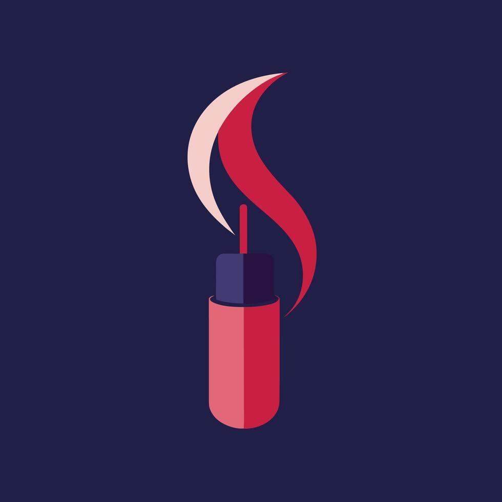 un cigarrillo emitiendo rojo y azul fumar dentro el aire, un elegante, minimalista diseño inspirado por el forma de un lápiz labial tubo vector