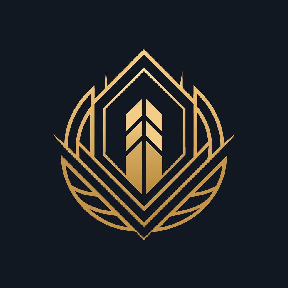 Clean and modern black and gold logo featuring an arrow design, Create a minimalist logo inspired by the cozy atmosphere of a cafe vector