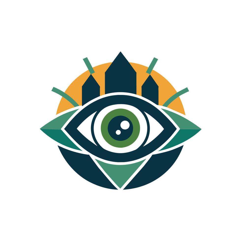 Eye focused with a building in the background, An abstract logo for a neighborhood watch group incorporating a simple eye shape vector