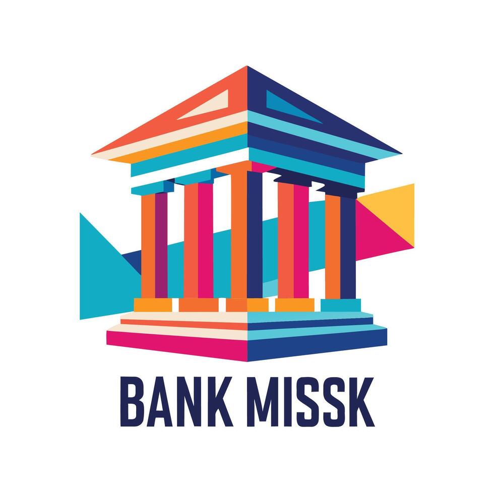 A logo featuring the words Bank Missk in a modern and sleek design, representing a banks mission statement, An abstract interpretation of a fox in a minimalist logo vector