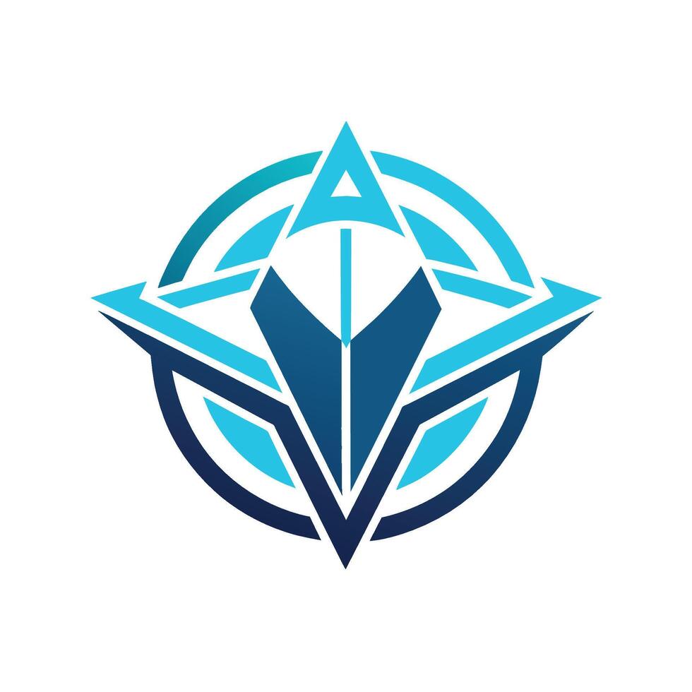 Geometric futuristic logo design in blue and white colors, A futuristic, geometric pattern representing cutting-edge travel technology vector