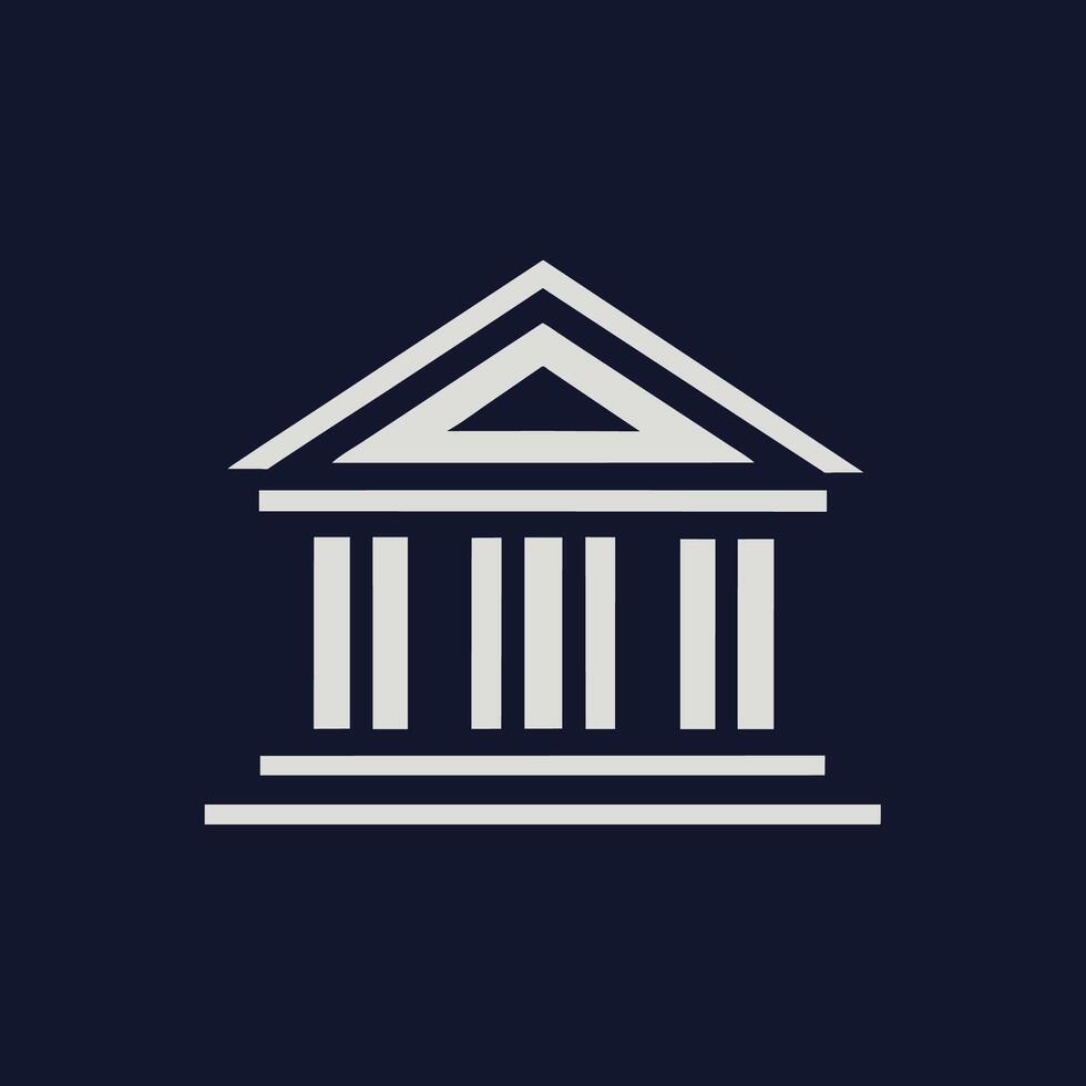 White icon representing a building on a black background, A sleek and understated design for a virtual learning environment vector
